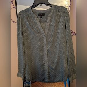 Banana Republic Olive Green Sheer Chiffon Button Down Blouse